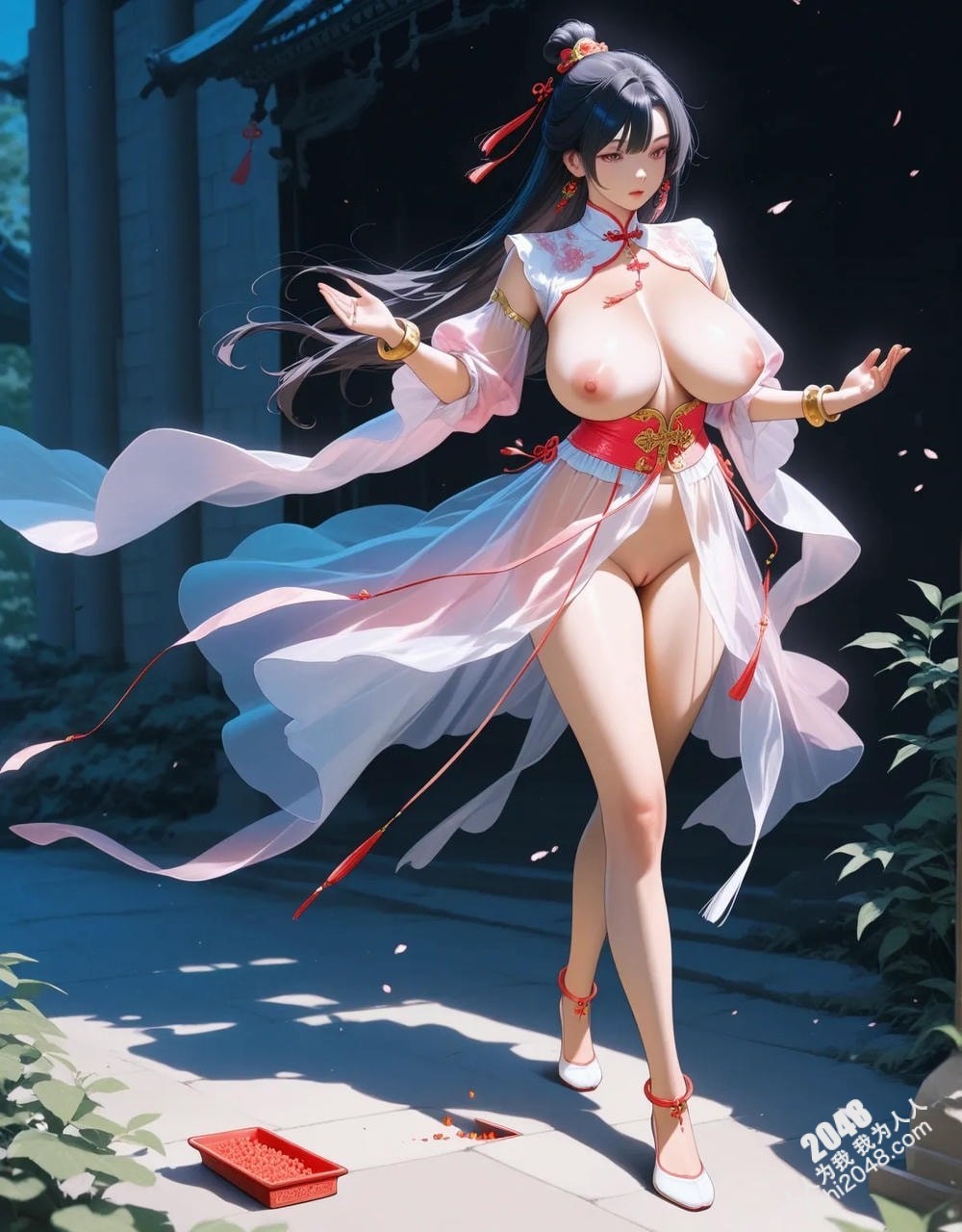 绝世佳人：中式古典仙侠风情画，酥胸半露，曼妙身姿，令人心动(5)