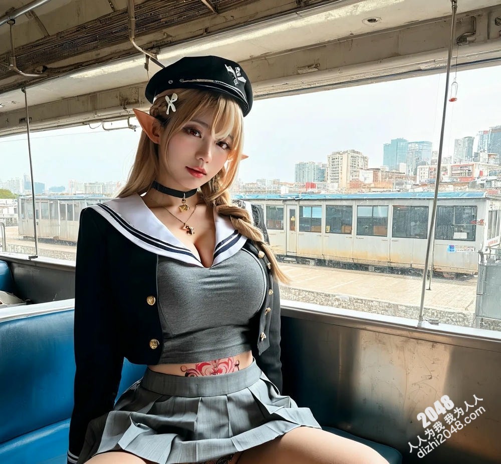 制服诱惑：地铁上的精灵少女，大胆的镂空设计，展现傲人曲线，引爆你的荷尔蒙！(13)