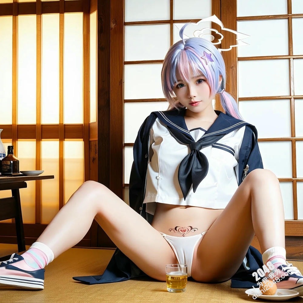 粉蓝双马尾少女的日式诱惑：水手服下的秘密(10)