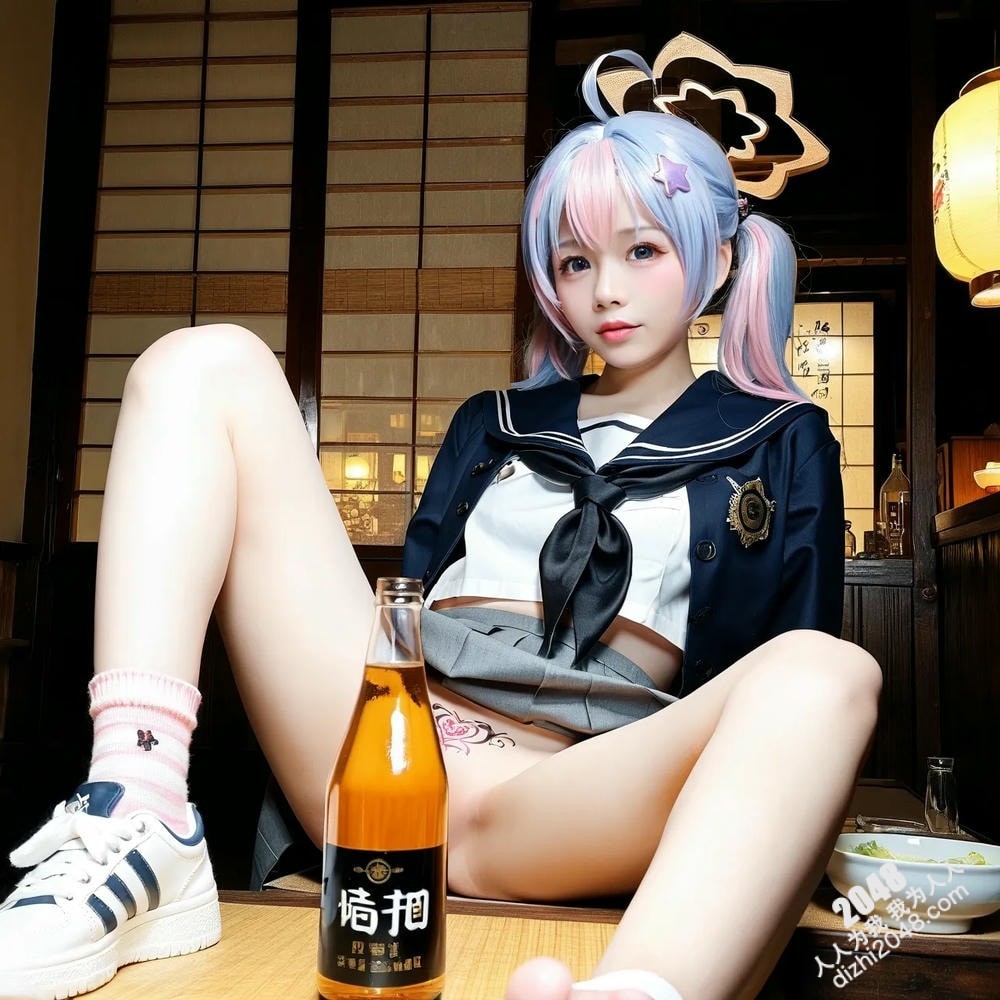 粉蓝双马尾少女的日式诱惑：水手服下的秘密(11)
