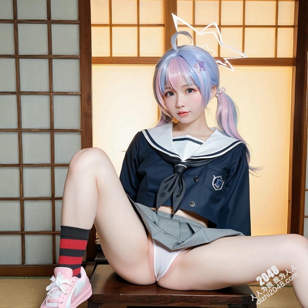 粉蓝双马尾少女的日式诱惑：水手服下的秘密(14)