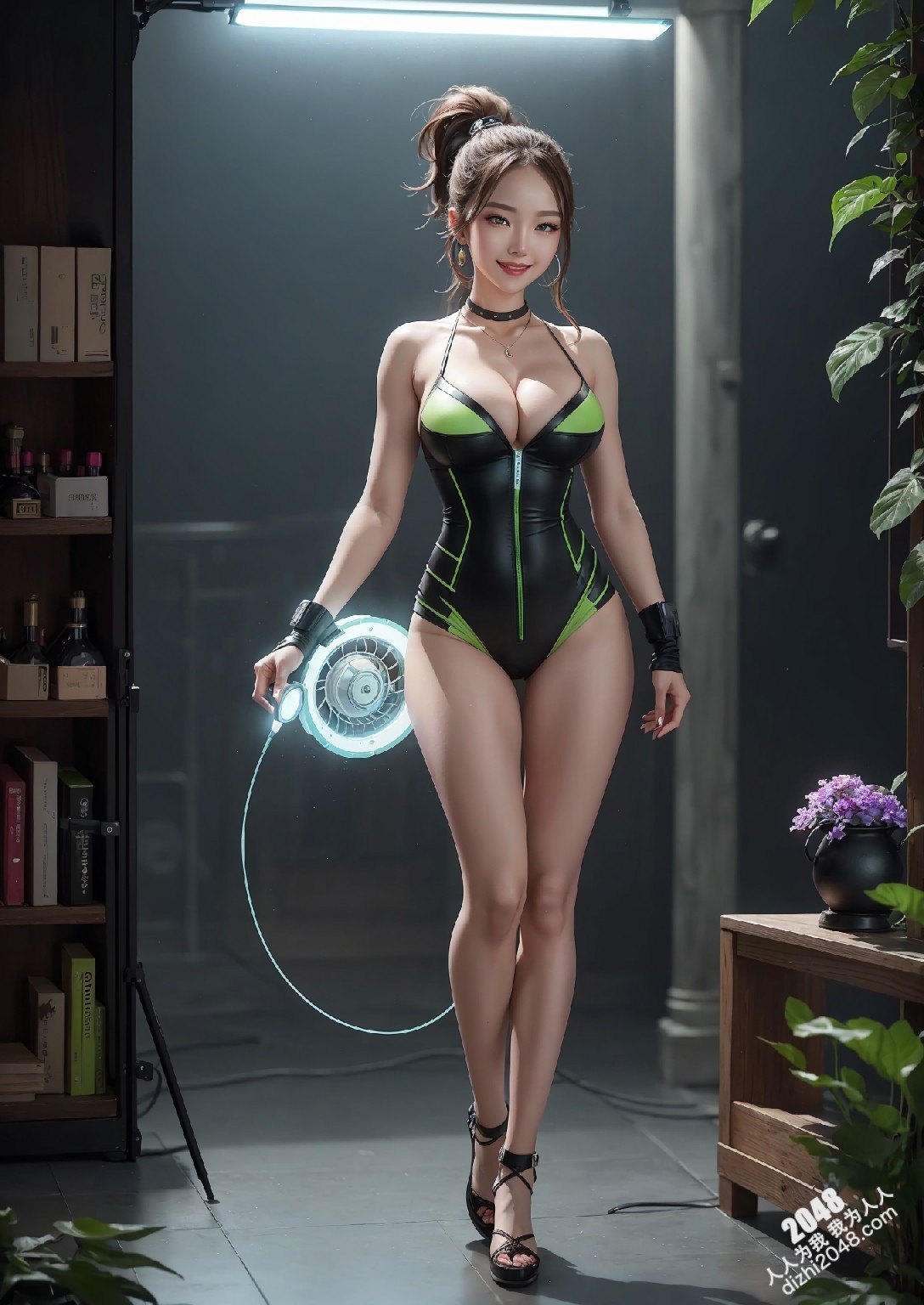 Computex Nvidia AI女孩2：台北展会上的致命诱惑，绿色紧身衣下的性感曲线，AI科技与火辣身材的完美碰撞(11)
