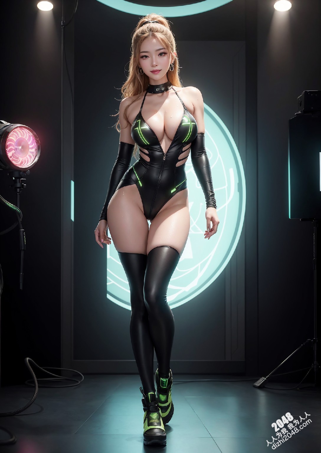 Computex Nvidia AI女孩2：台北展会上的致命诱惑，绿色紧身衣下的性感曲线，AI科技与火辣身材的完美碰撞(15)