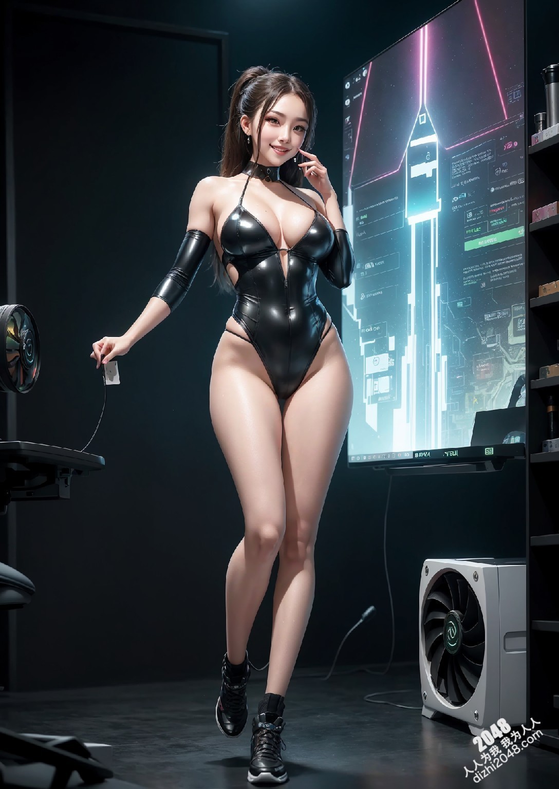 Computex Nvidia AI女孩2：台北展会上的致命诱惑，绿色紧身衣下的性感曲线，AI科技与火辣身材的完美碰撞(17)