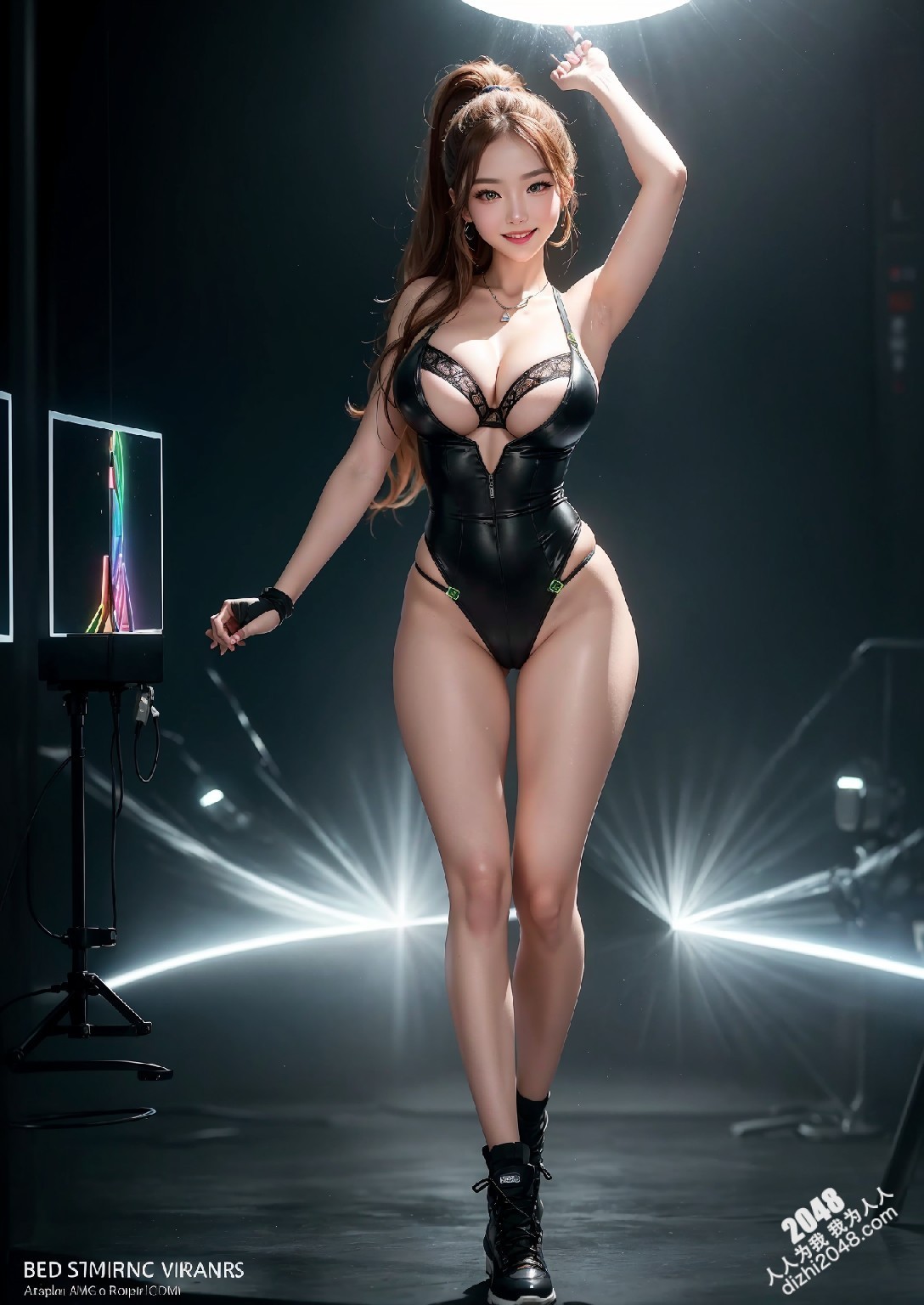 Computex Nvidia AI女孩2：台北展会上的致命诱惑，绿色紧身衣下的性感曲线，AI科技与火辣身材的完美碰撞(19)