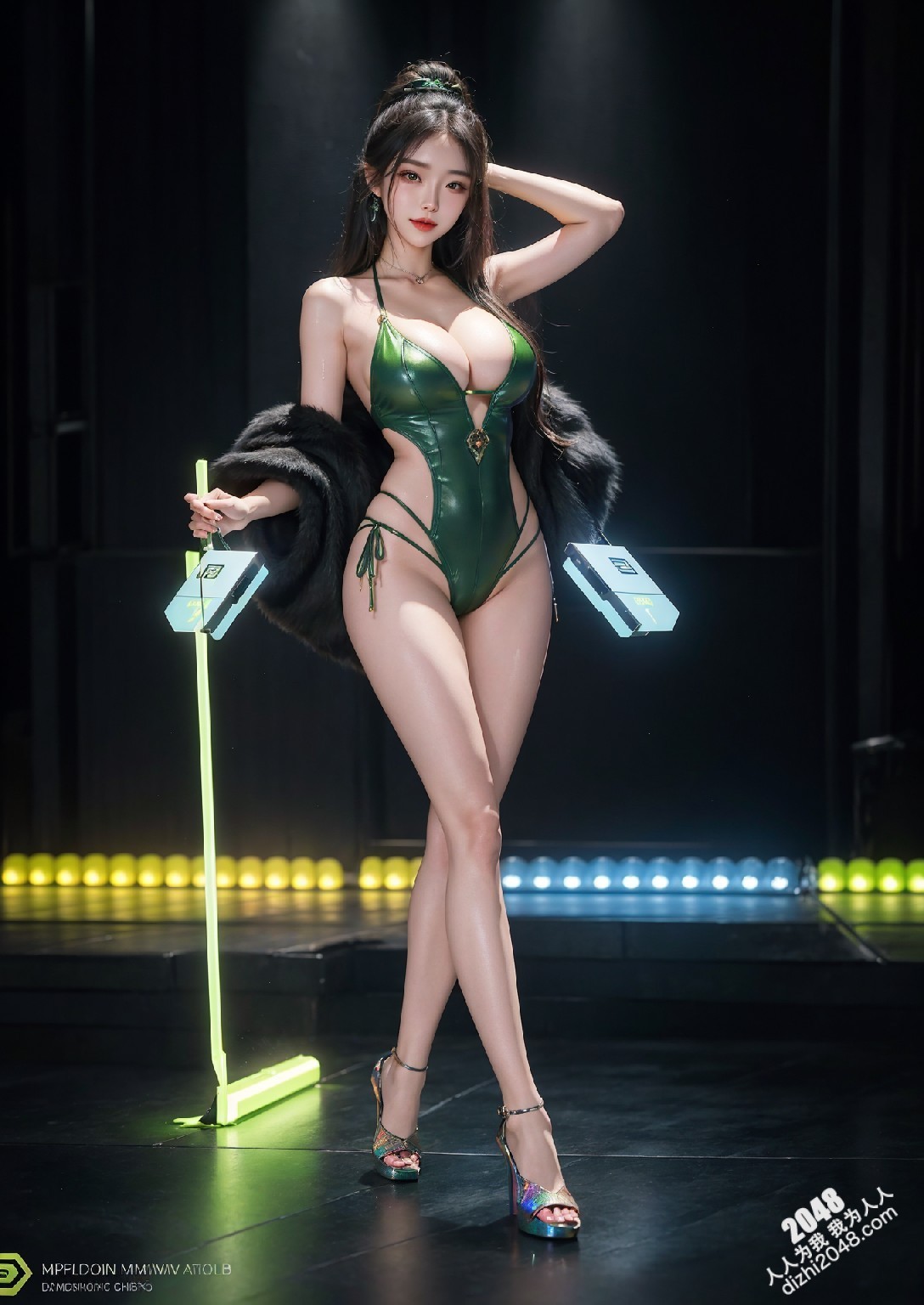 Computex Nvidia AI女孩2：台北展会上的致命诱惑，绿色紧身衣下的性感曲线，AI科技与火辣身材的完美碰撞(23)