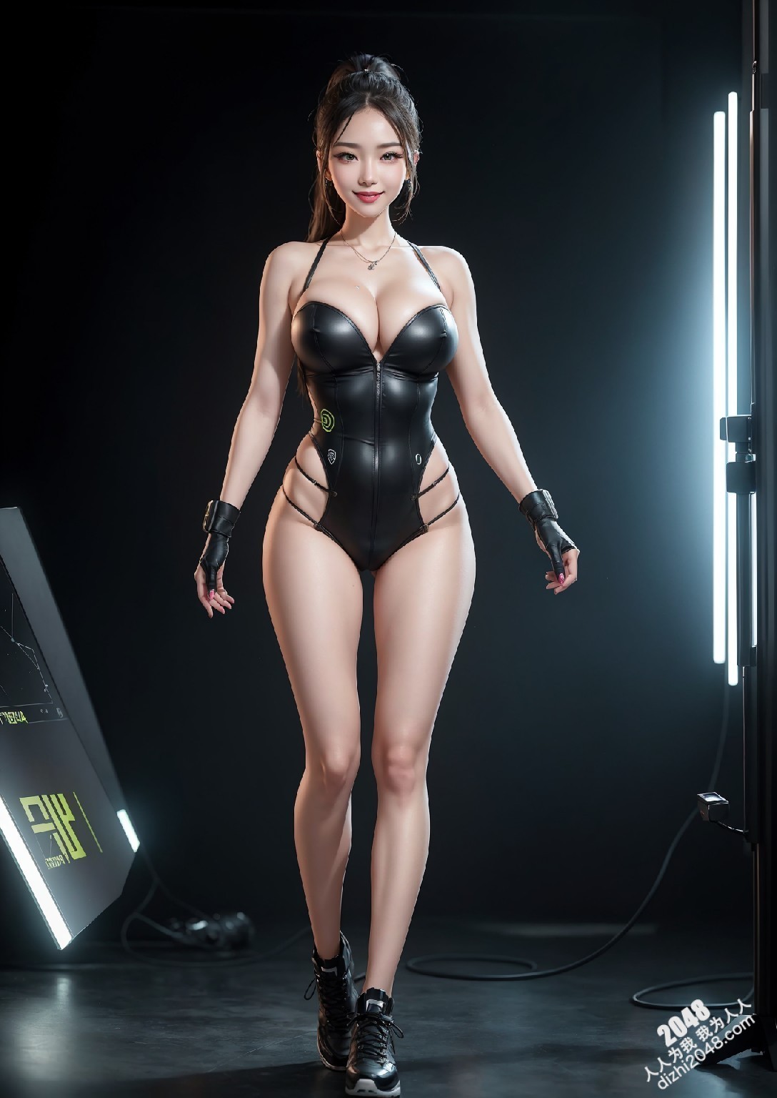 Computex Nvidia AI女孩2：台北展会上的致命诱惑，绿色紧身衣下的性感曲线，AI科技与火辣身材的完美碰撞(37)