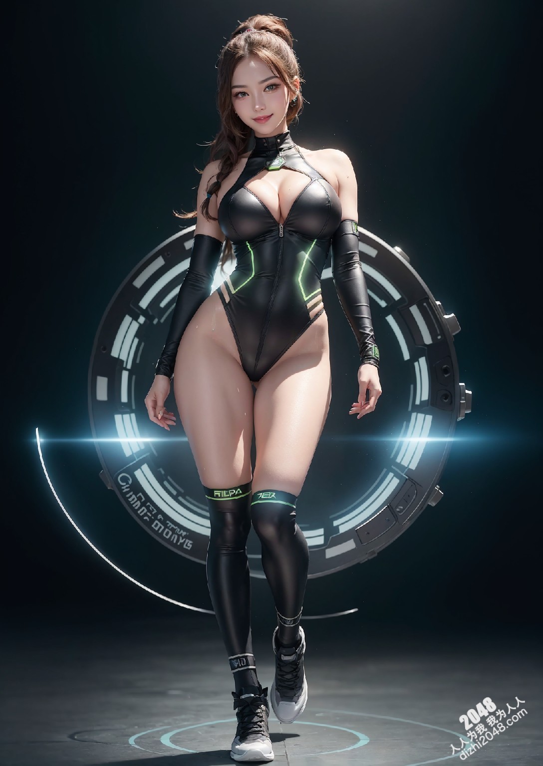 Computex Nvidia AI女孩2：台北展会上的致命诱惑，绿色紧身衣下的性感曲线，AI科技与火辣身材的完美碰撞(47)