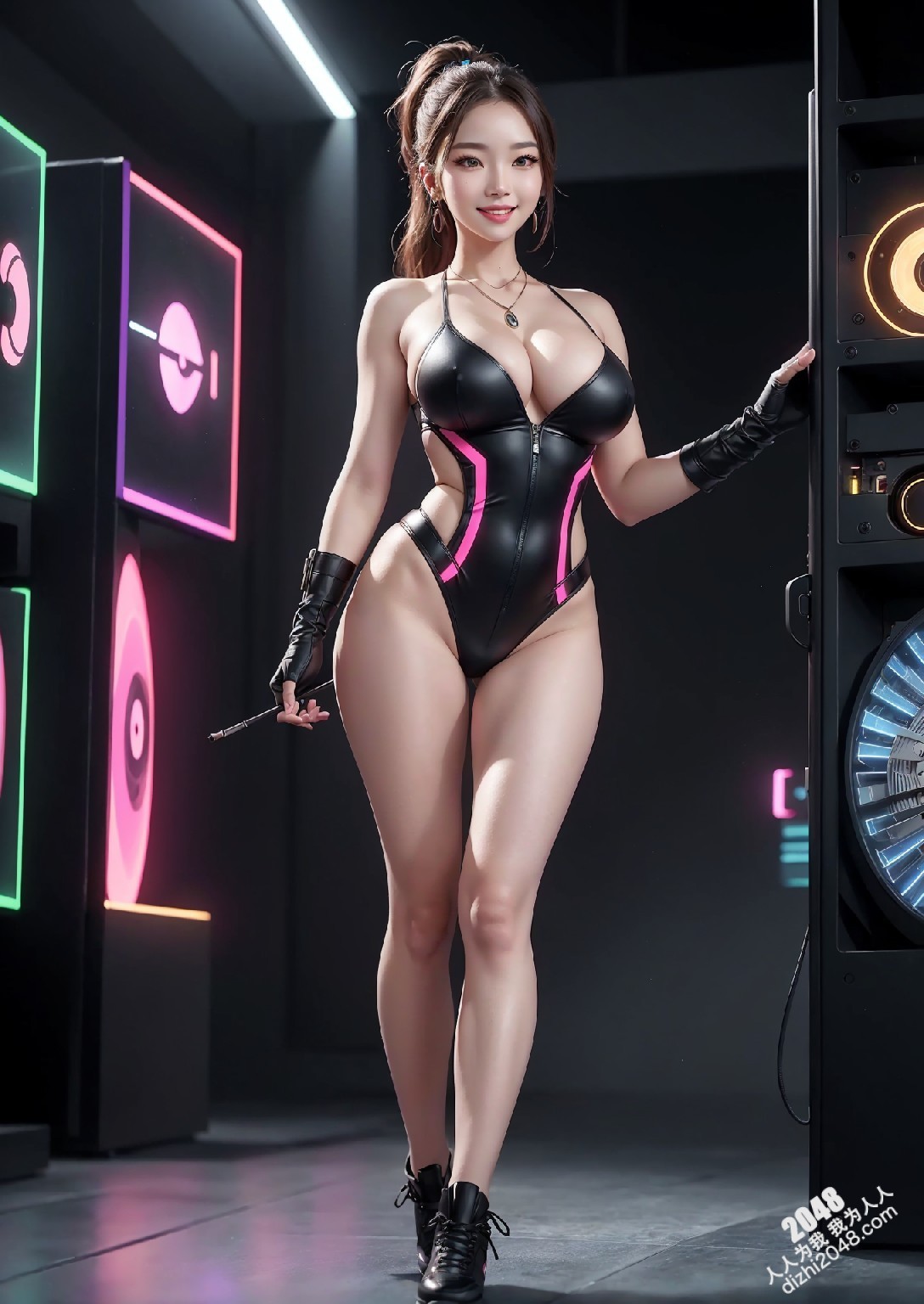 Computex Nvidia AI女孩2：台北展会上的致命诱惑，绿色紧身衣下的性感曲线，AI科技与火辣身材的完美碰撞(45)