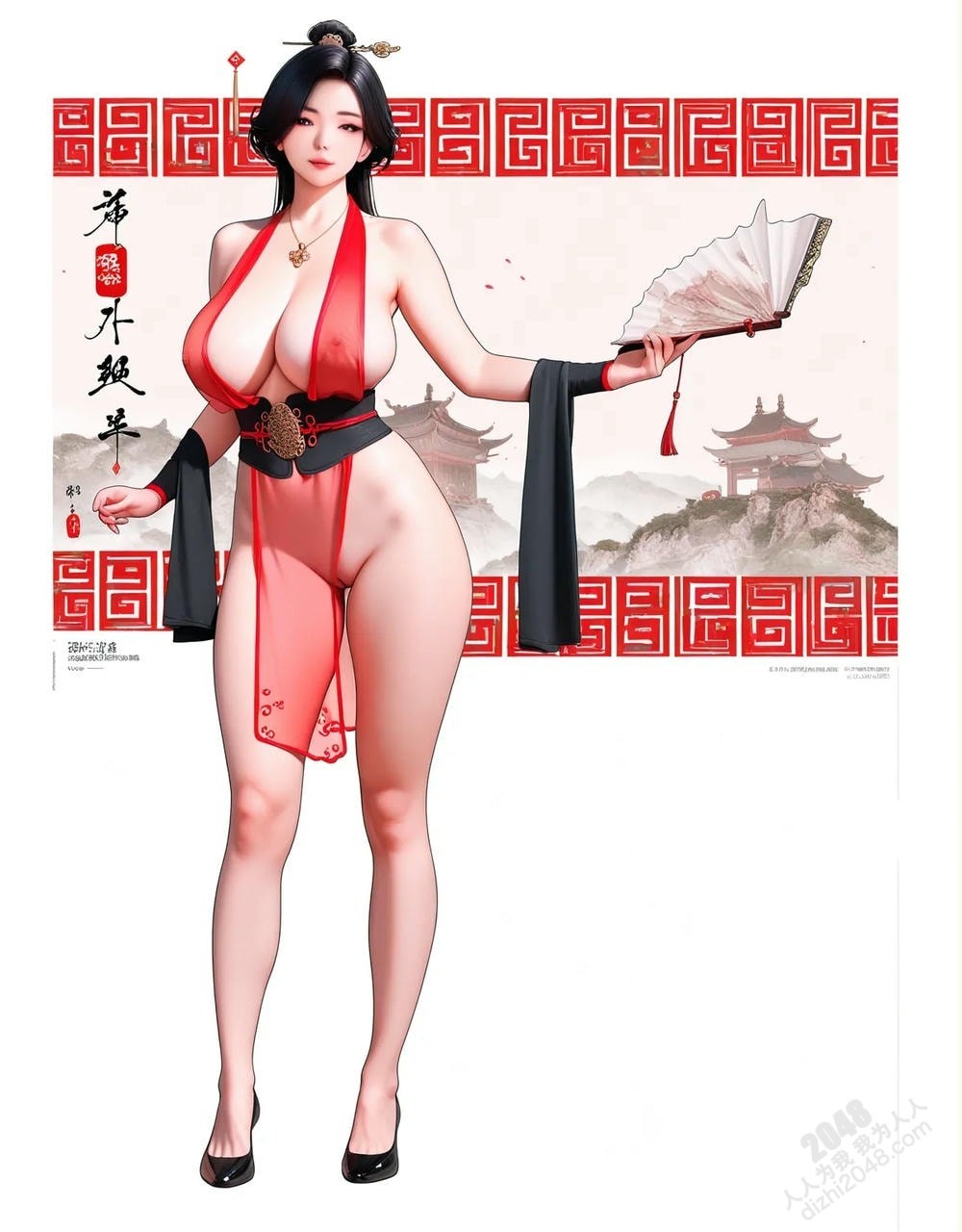 中式古典美女写真：绝色佳人，红衣酥胸，曼妙身姿，勾魂摄魄(25)