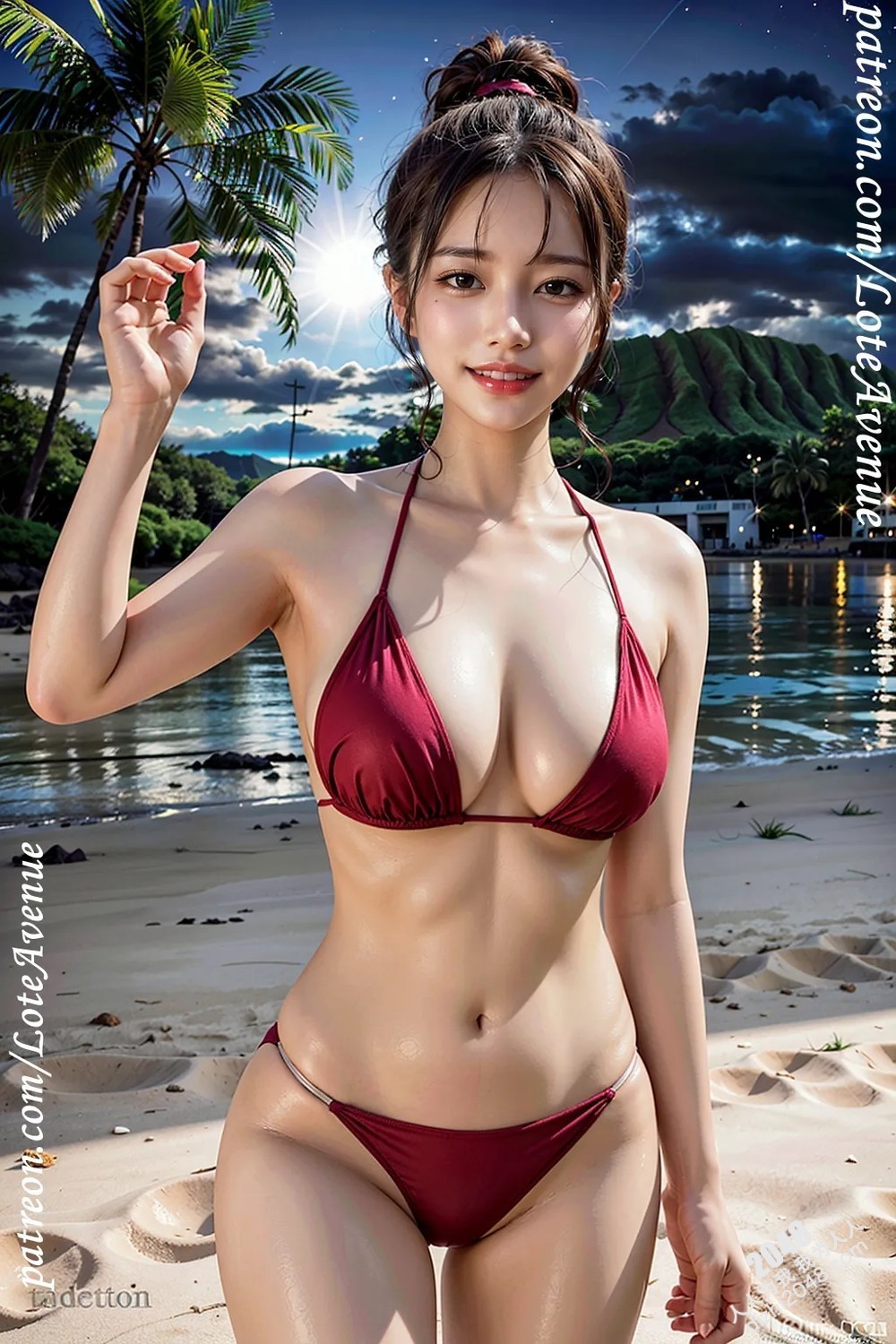 夏威夷海滩派对：Kosa的比基尼写真，完美身材引爆夏日热情！(29)