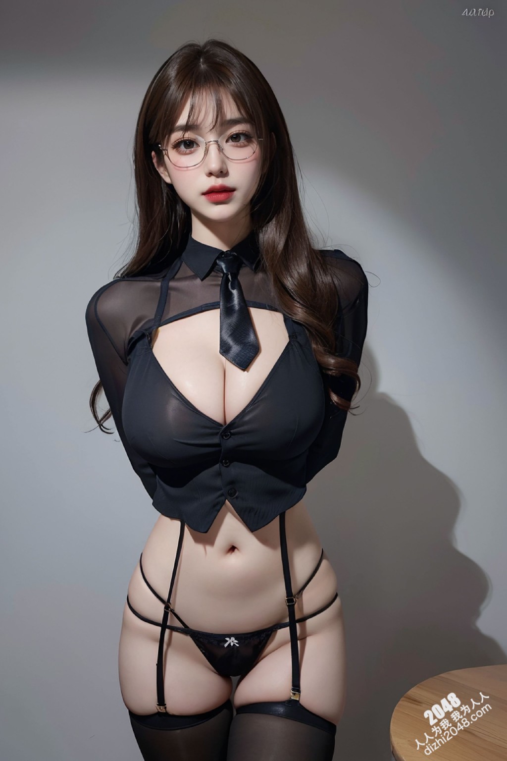 极品秘书的隐秘诱惑：黑色蕾丝制服下的曼妙身姿(14)