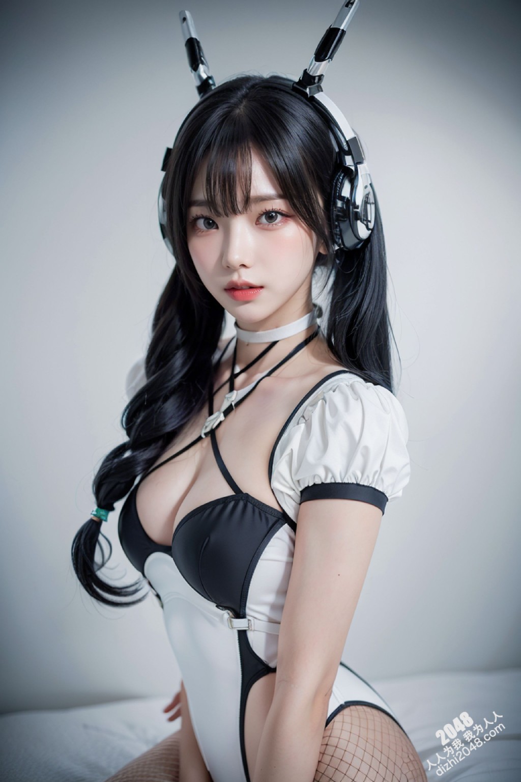 Cyber Girl_130：电竞少女的魅惑诱惑，黑色紧身衣下的曼妙曲线，网袜长腿的致命吸引力(3)