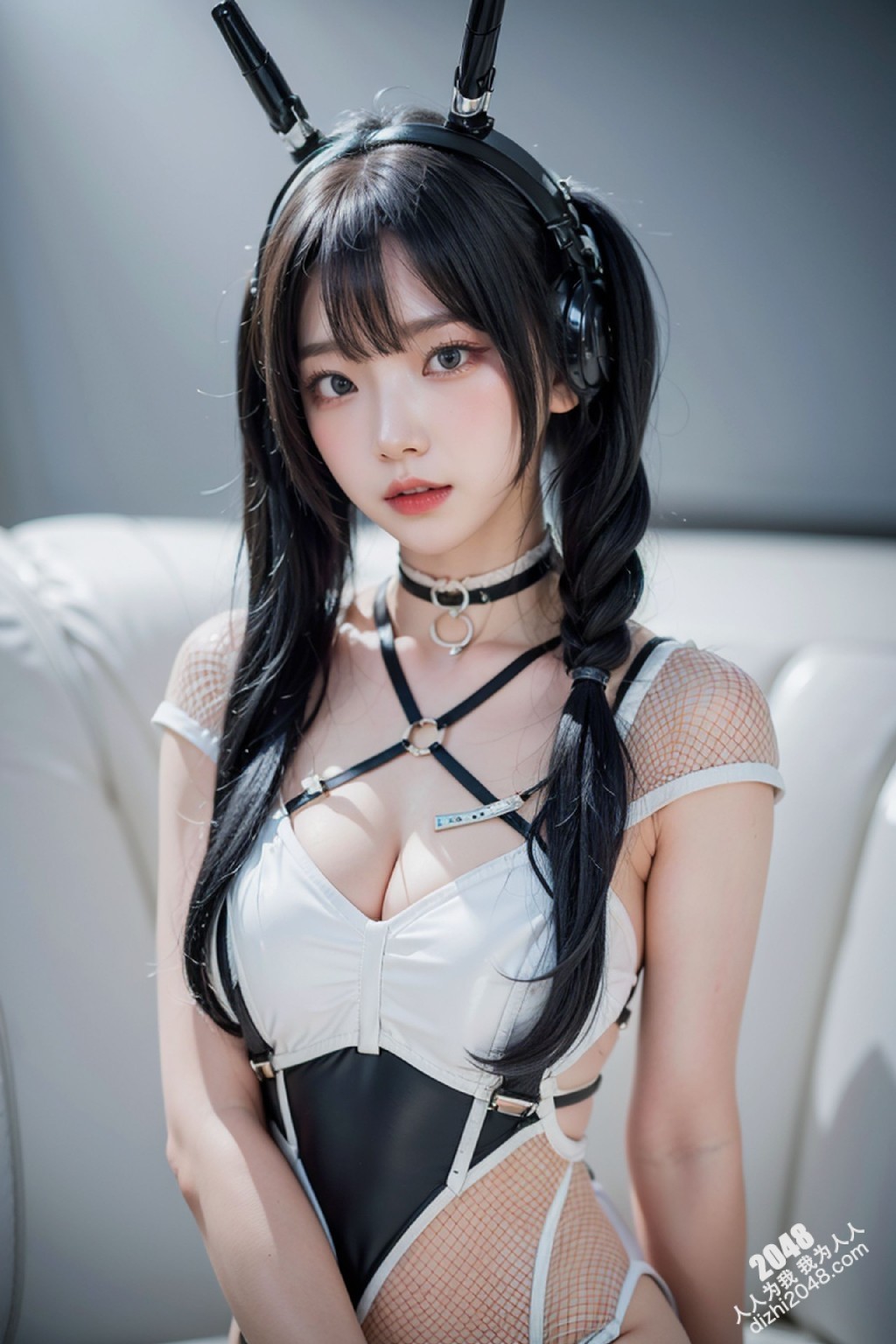 Cyber Girl_130：电竞少女的魅惑诱惑，黑色紧身衣下的曼妙曲线，网袜长腿的致命吸引力(6)