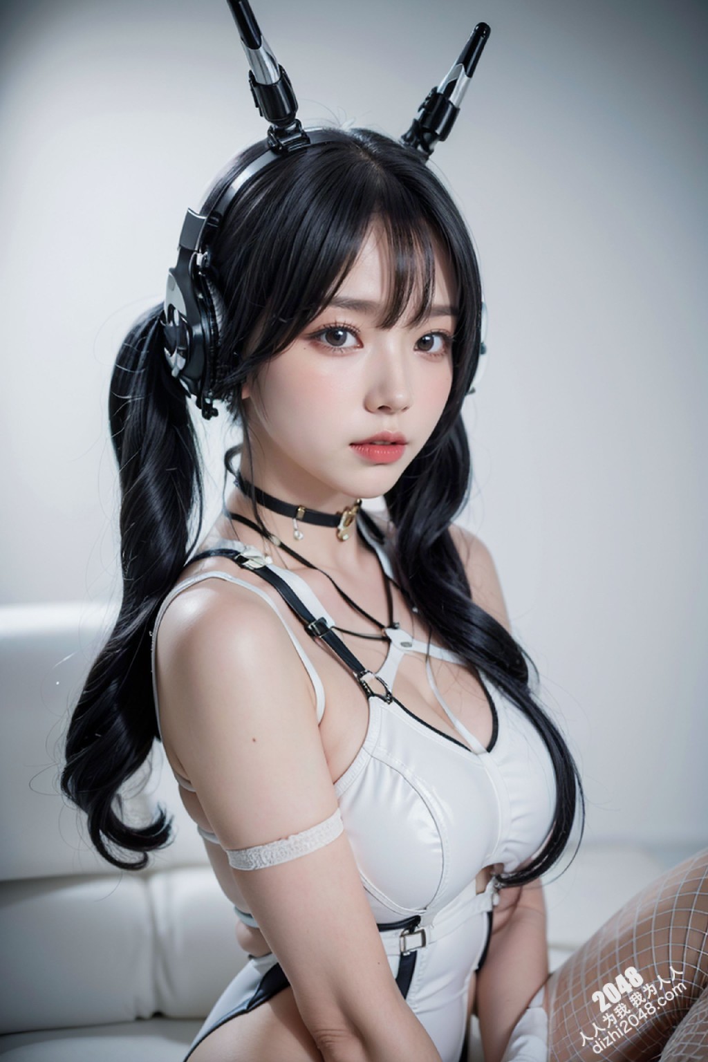 Cyber Girl_130：电竞少女的魅惑诱惑，黑色紧身衣下的曼妙曲线，网袜长腿的致命吸引力(11)