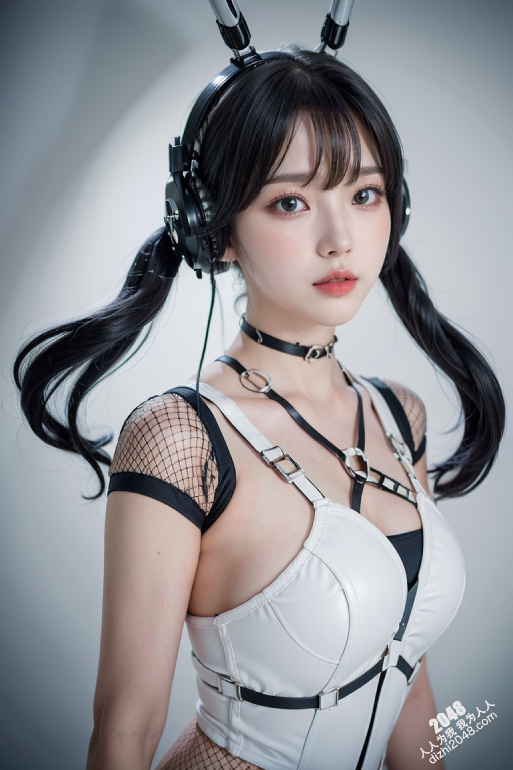 Cyber Girl_130：电竞少女的魅惑诱惑，黑色紧身衣下的曼妙曲线，网袜长腿的致命吸引力(12)