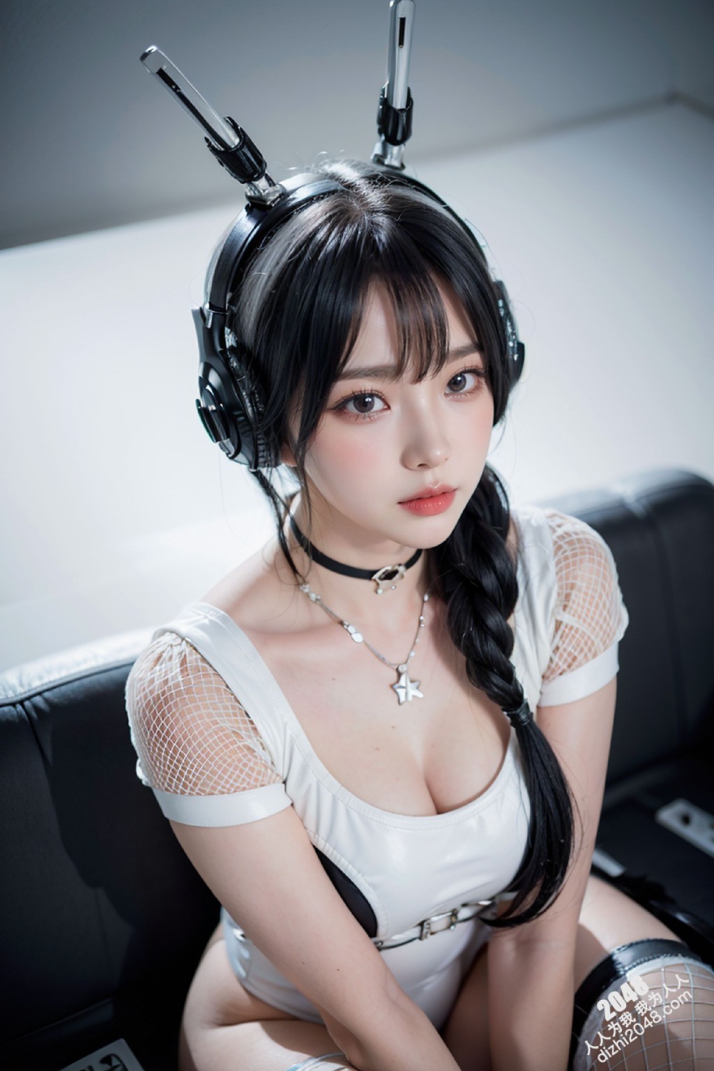 Cyber Girl_130：电竞少女的魅惑诱惑，黑色紧身衣下的曼妙曲线，网袜长腿的致命吸引力(16)