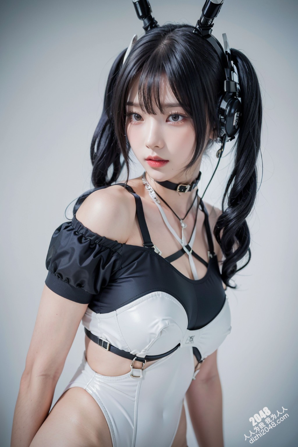 Cyber Girl_130：电竞少女的魅惑诱惑，黑色紧身衣下的曼妙曲线，网袜长腿的致命吸引力(29)