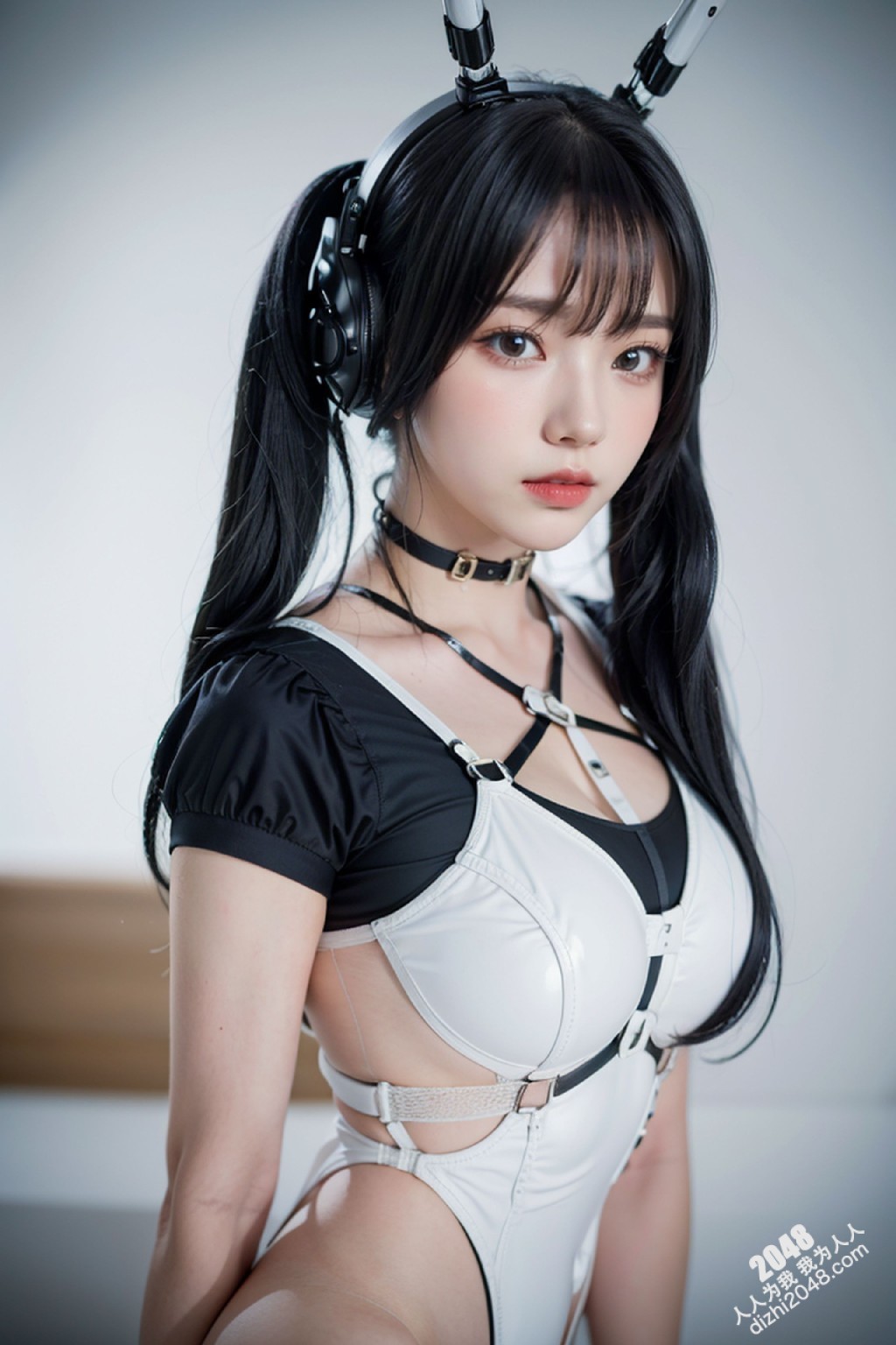 Cyber Girl_130：电竞少女的魅惑诱惑，黑色紧身衣下的曼妙曲线，网袜长腿的致命吸引力(35)