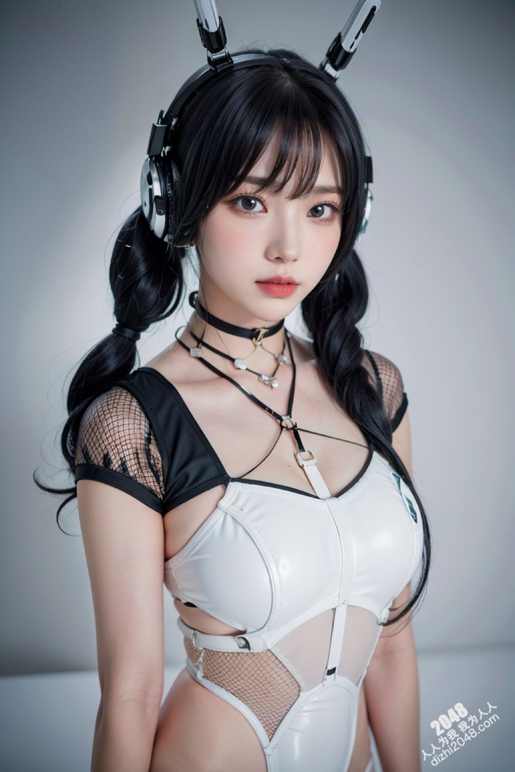 Cyber Girl_130：电竞少女的魅惑诱惑，黑色紧身衣下的曼妙曲线，网袜长腿的致命吸引力(37)