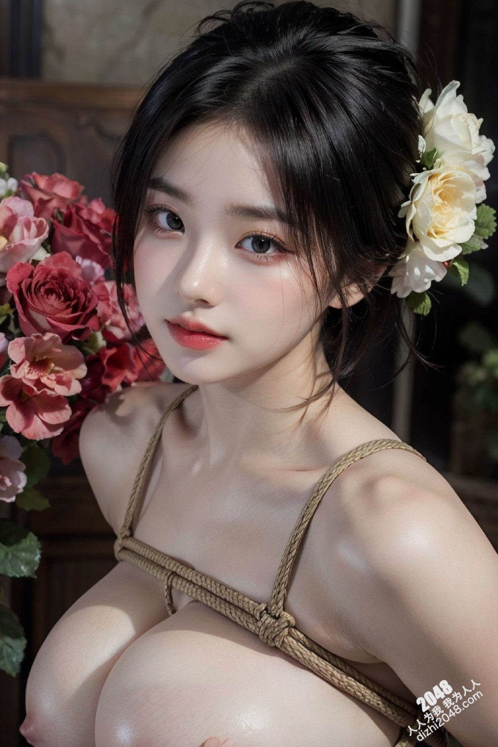 韩系捆绑写真：玫瑰与绳索的禁忌之舞-高清写真图集下载(28)
