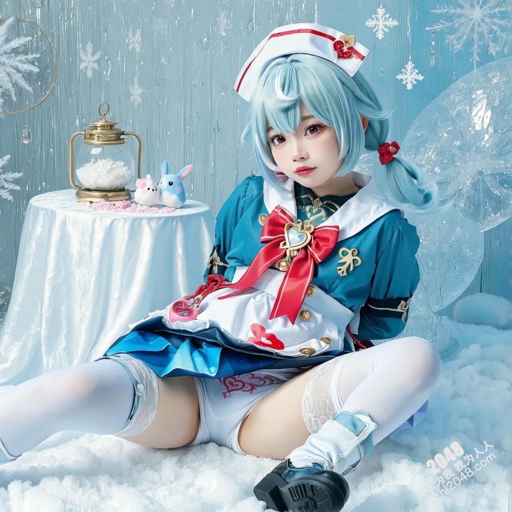 护士装扮的女孩与神秘女郎的暧昧互动，引人遐想无限。(2)