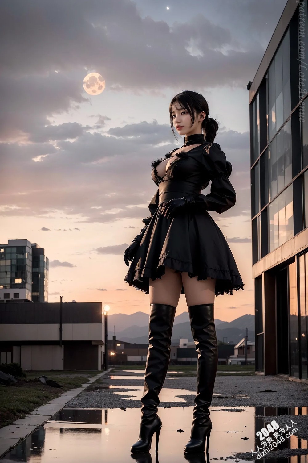 Lote Avenue Patreon福利写真：末日废土的性感女武士，高筒靴下的致命诱惑，Nier Automata主题Cosplay(6)