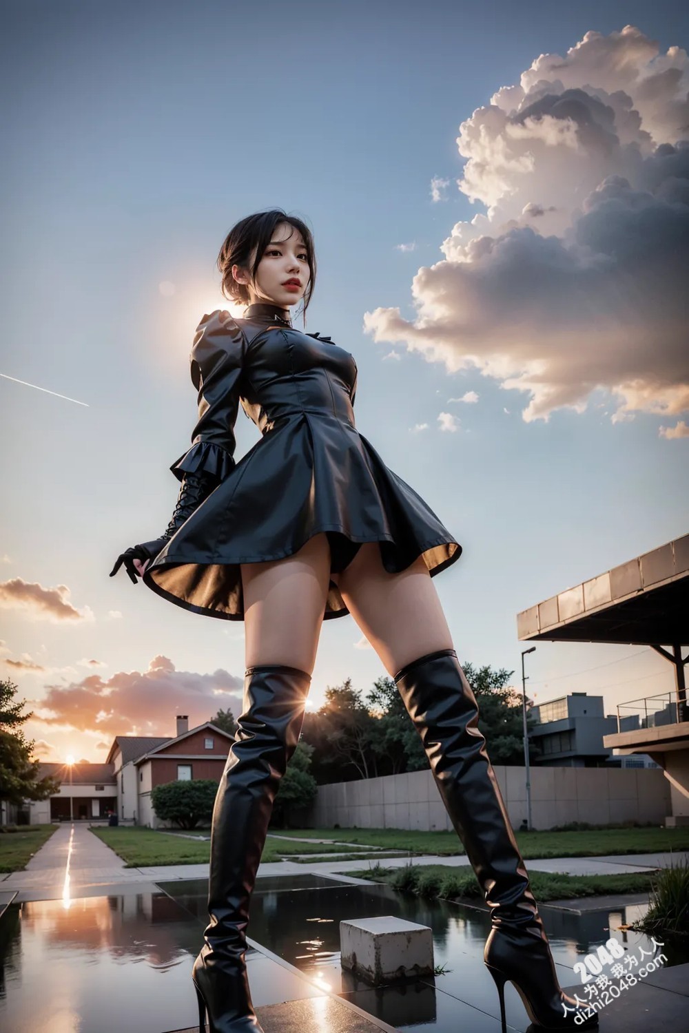 Lote Avenue Patreon福利写真：末日废土的性感女武士，高筒靴下的致命诱惑，Nier Automata主题Cosplay(10)