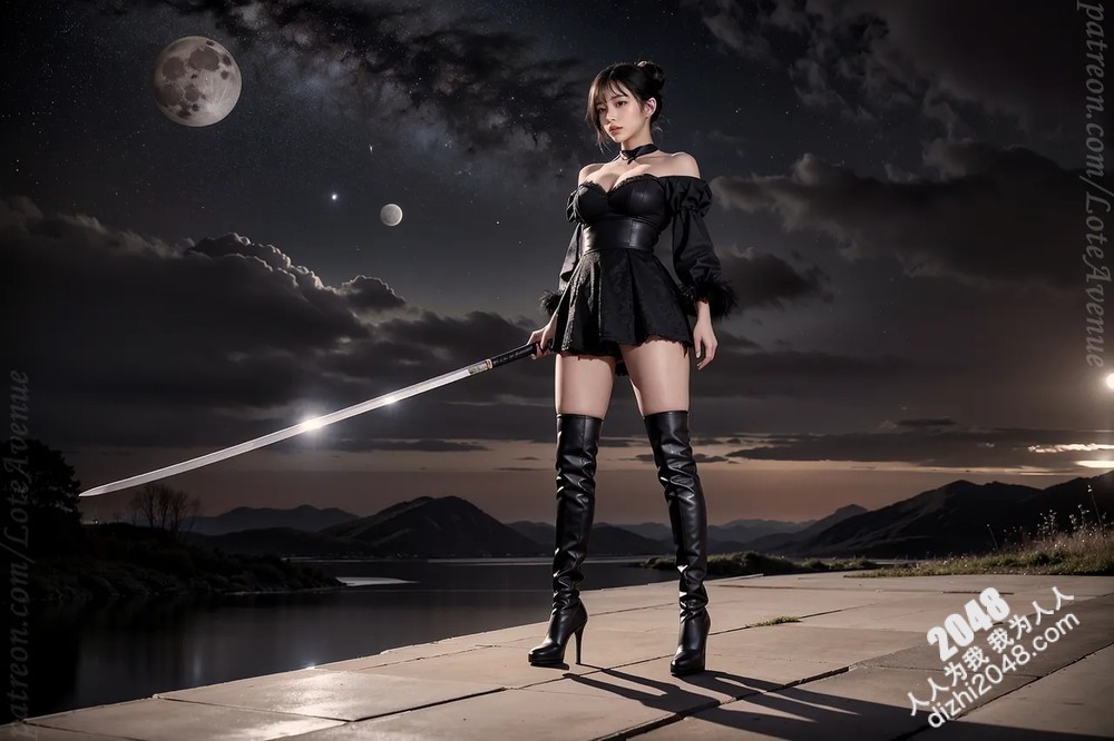 Lote Avenue Patreon福利写真：末日废土的性感女武士，高筒靴下的致命诱惑，Nier Automata主题Cosplay(34)