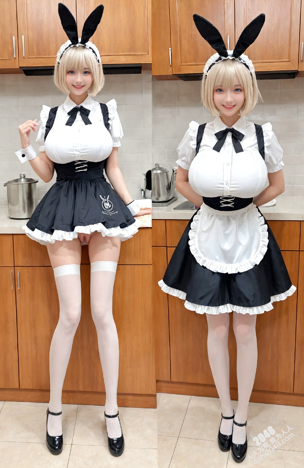 兔女郎女仆的厨房诱惑：高挑美少女的香艳写真(12)
