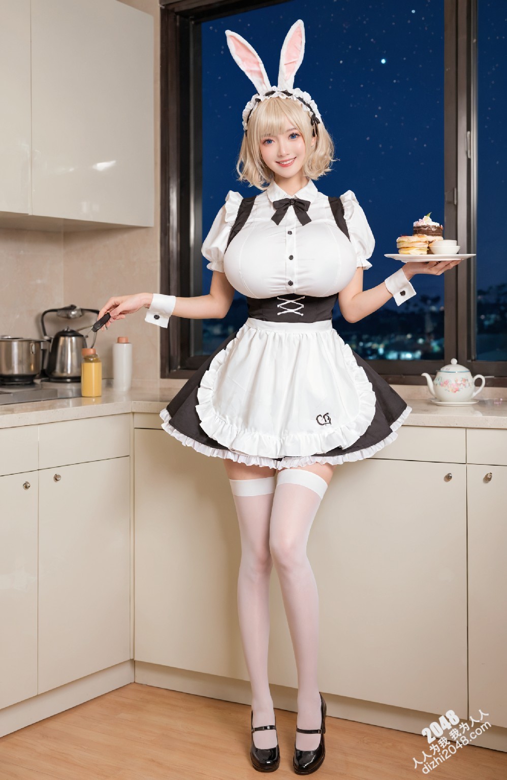 兔女郎女仆的厨房诱惑：高挑美少女的香艳写真(18)