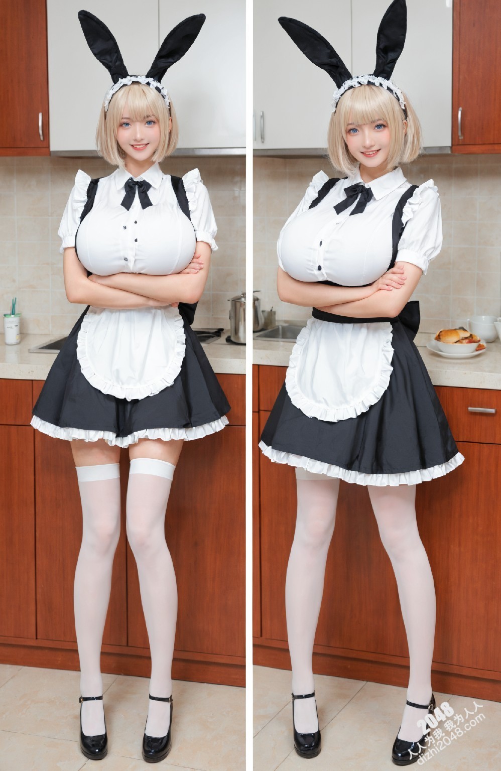 兔女郎女仆的厨房诱惑：高挑美少女的香艳写真(26)