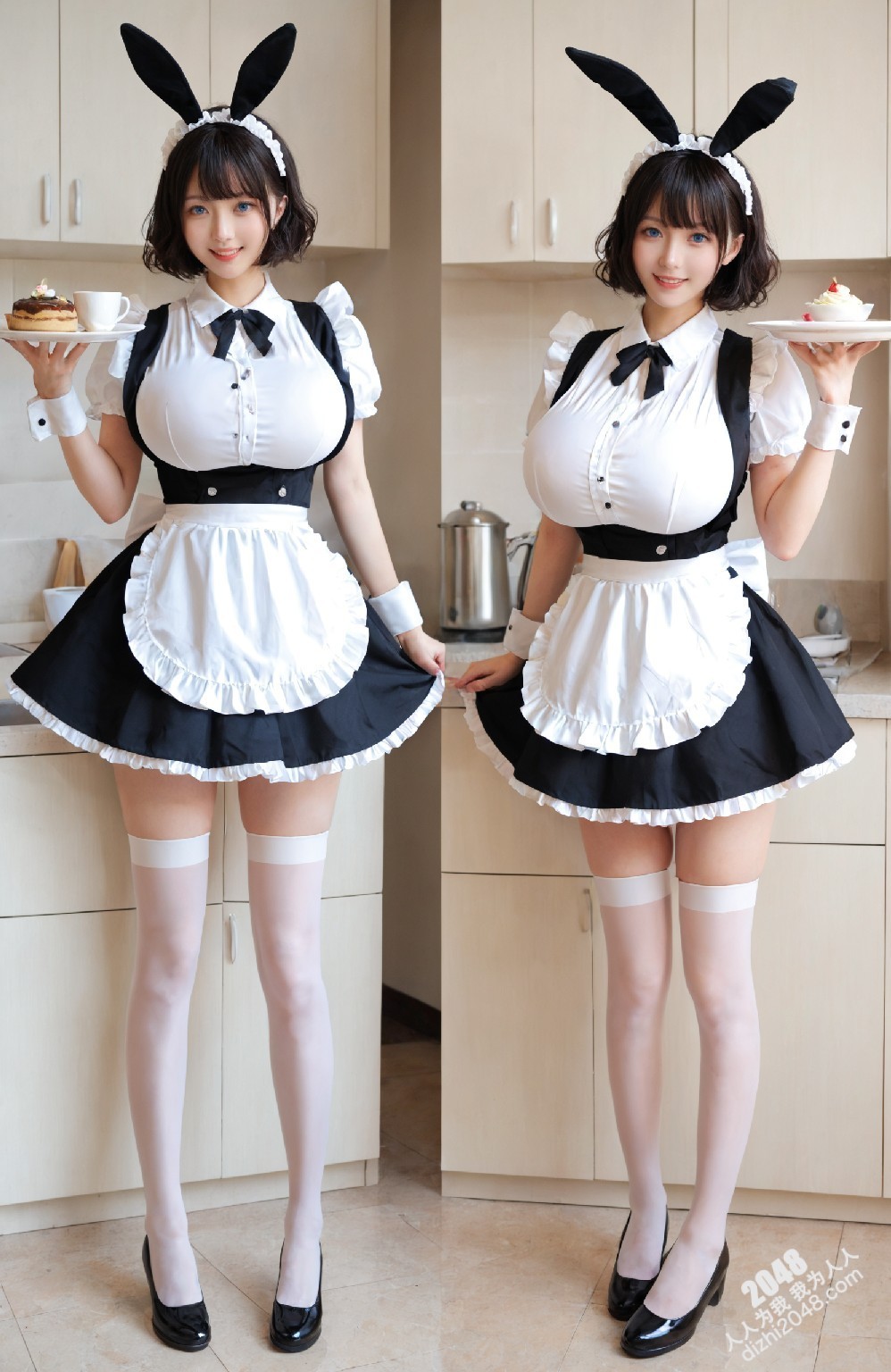 兔女郎女仆的厨房诱惑：高挑美少女的香艳写真(38)