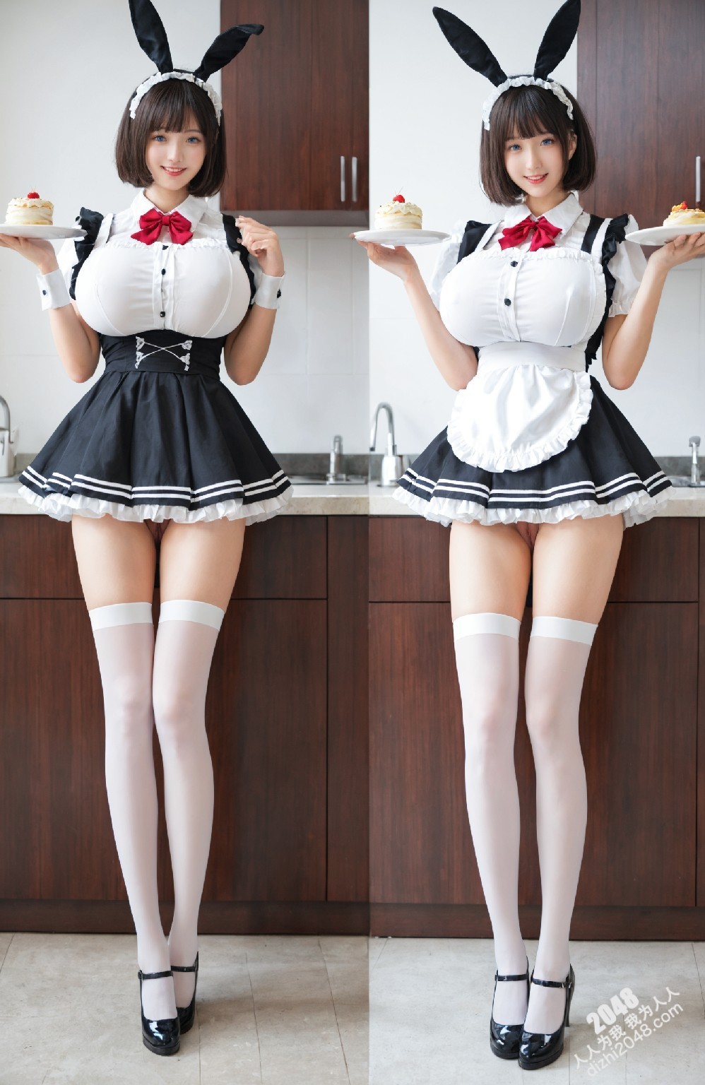 兔女郎女仆的厨房诱惑：高挑美少女的香艳写真(44)