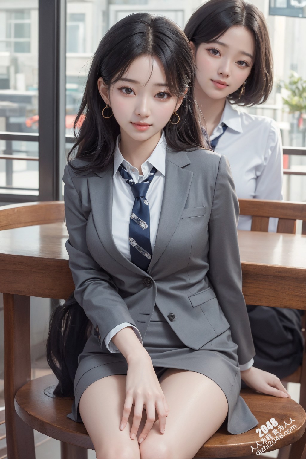 制服诱惑：清纯校花姐妹花，短裙下的秘密，让人浮想联翩(4)