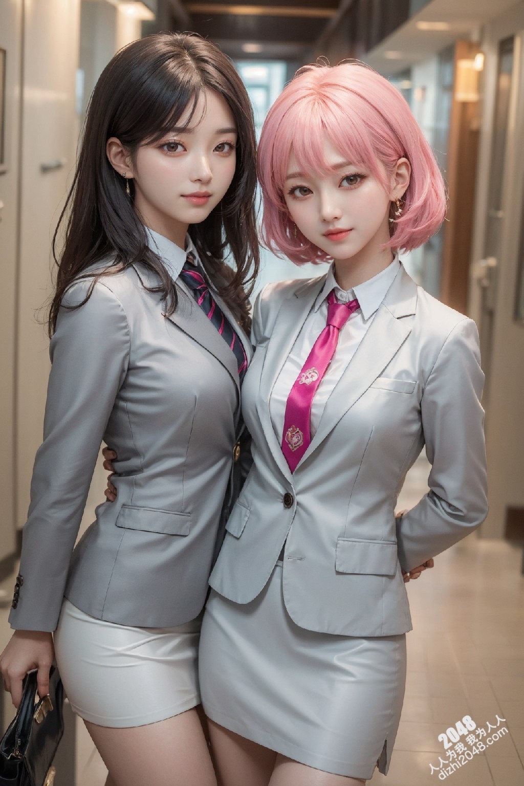 制服诱惑：清纯校花姐妹花，短裙下的秘密，让人浮想联翩(15)