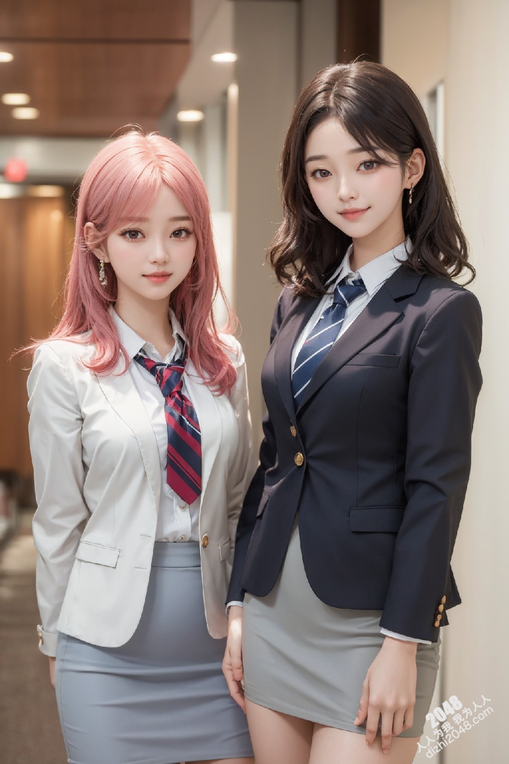 制服诱惑：清纯校花姐妹花，短裙下的秘密，让人浮想联翩(32)