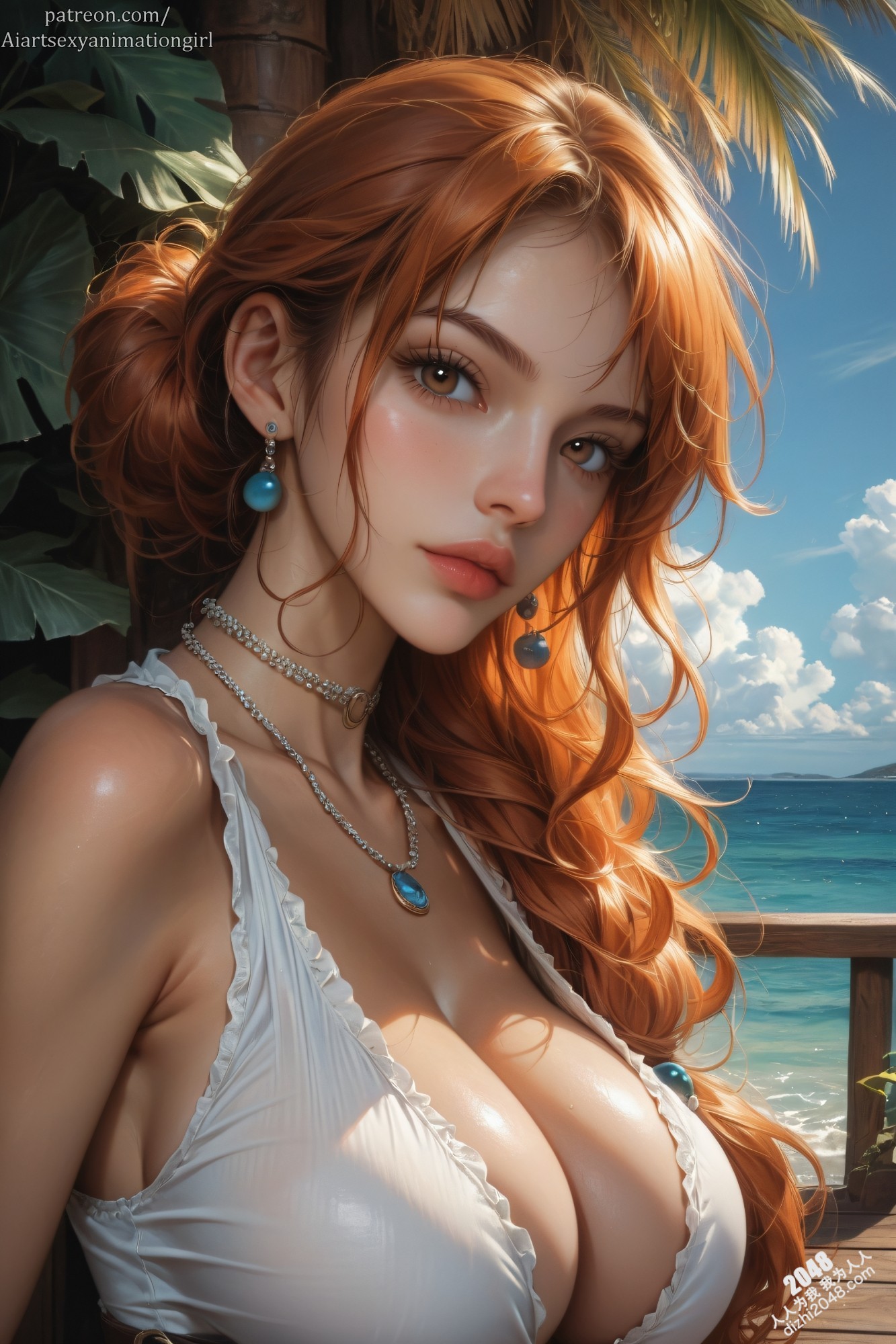 娜美海滩诱惑：比基尼下的火辣曲线，棕榈树影中的魅惑眼神(3)