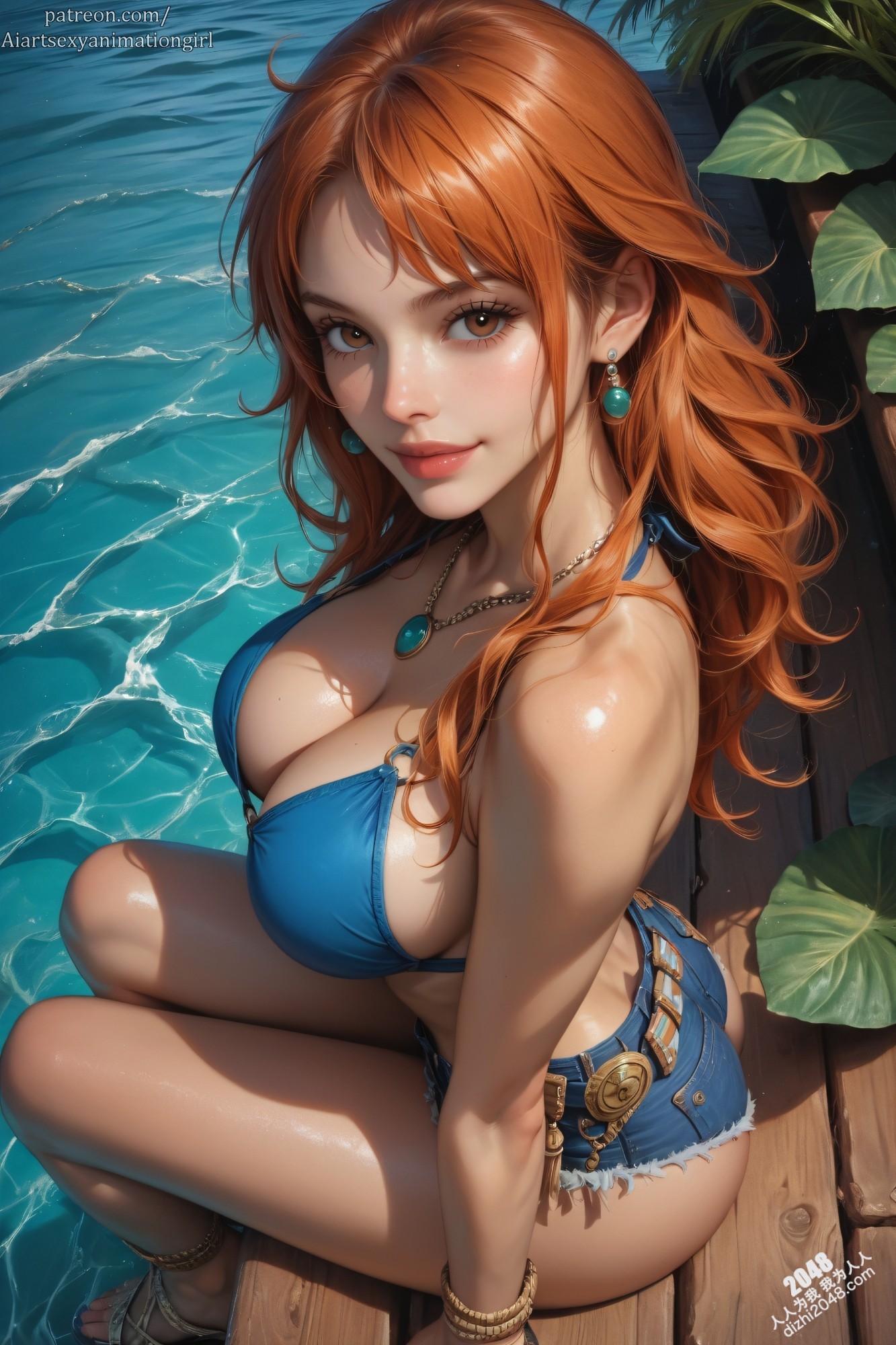 娜美海滩诱惑：比基尼下的火辣曲线，棕榈树影中的魅惑眼神(6)