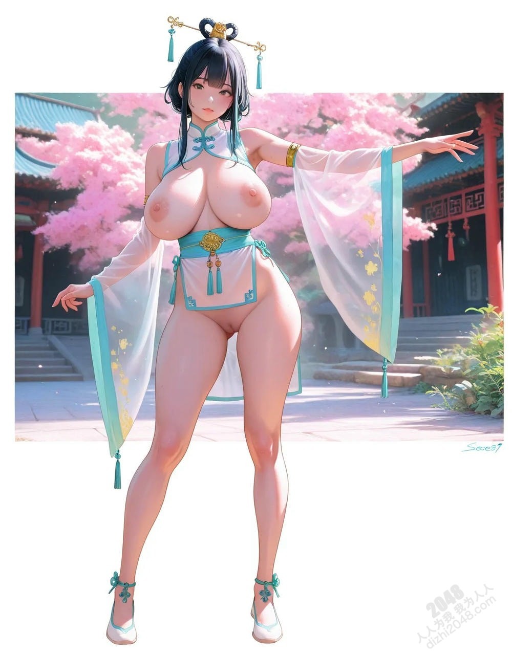 粉嫩佳人：中式旗袍透视诱惑，古典美人撩拨心弦(20)