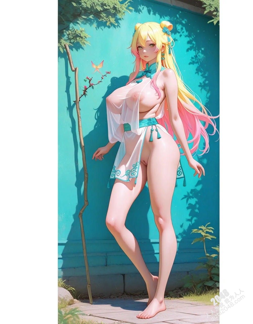 粉嫩佳人：中式旗袍透视诱惑，古典美人撩拨心弦(26)