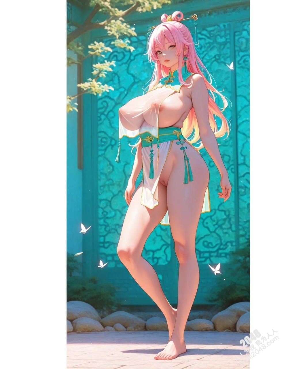 粉嫩佳人：中式旗袍透视诱惑，古典美人撩拨心弦(27)