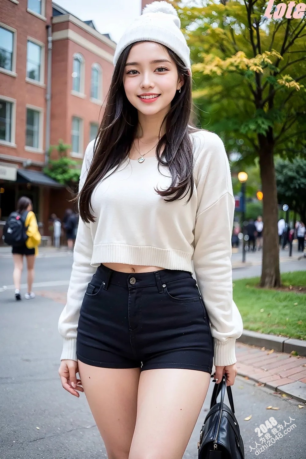 哈佛女生Rin的性感街拍：纯白诱惑，美腿撩人(9)