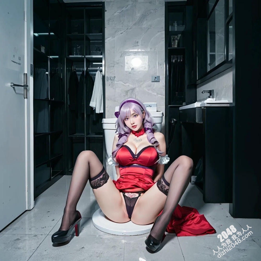 紫发尤物厕所诱惑：人妻Coser大胆写真，极致魅惑挑战你的感官极限！(5)
