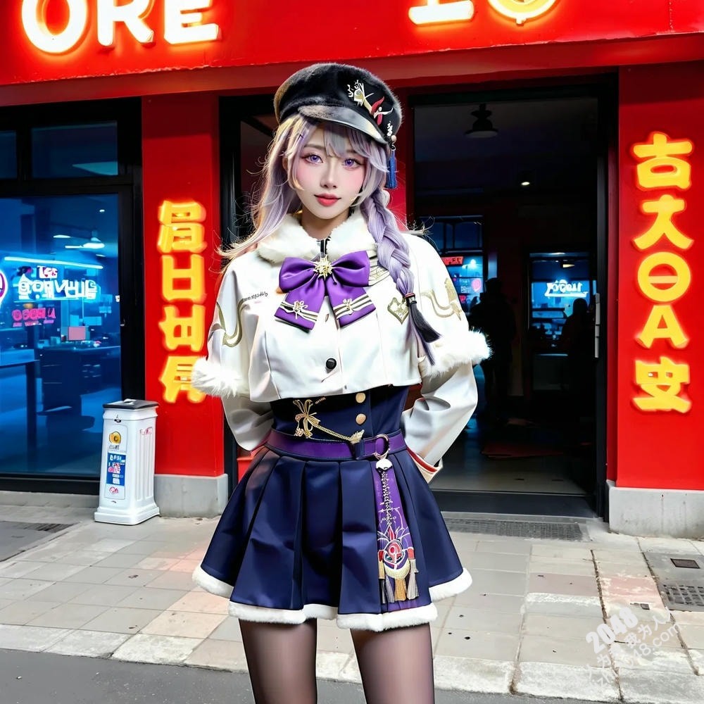 AI美女Coser酒吧魅惑写真：性感漆皮装扮，展现完美身材曲线(7)