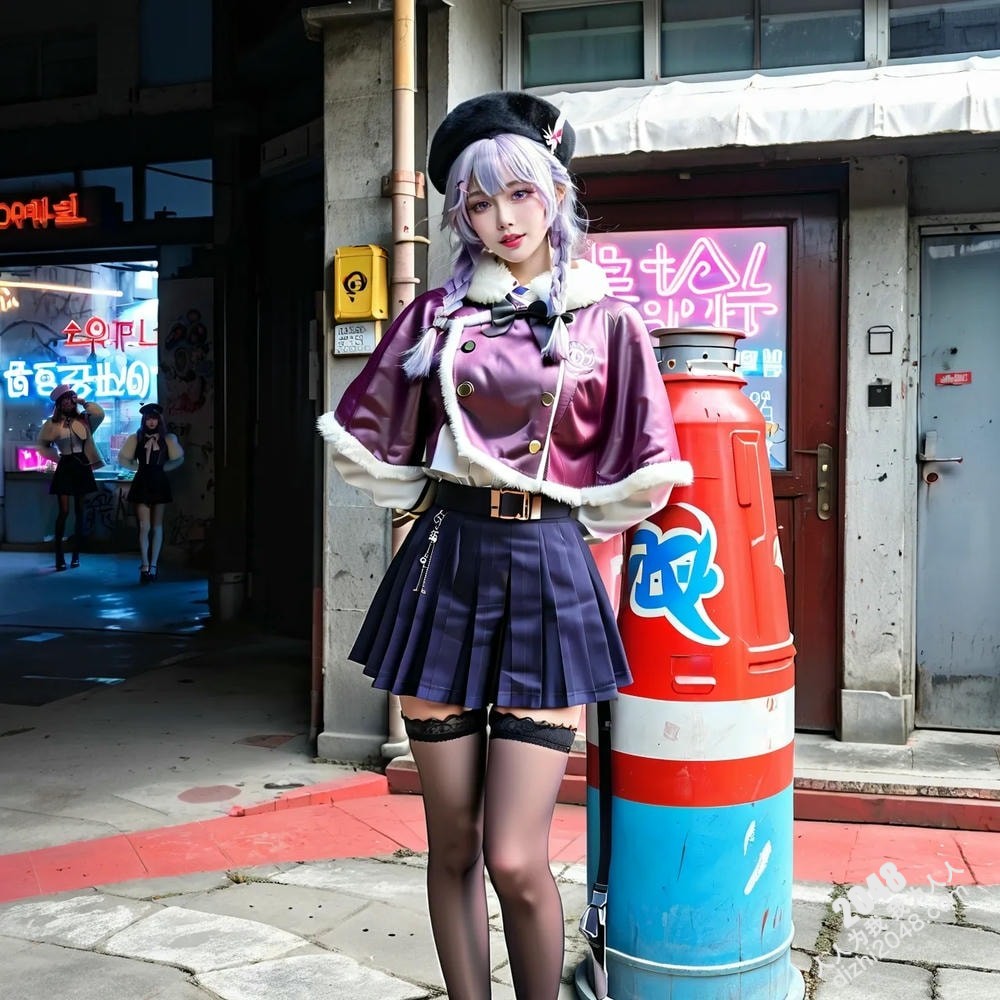 AI美女Coser酒吧魅惑写真：性感漆皮装扮，展现完美身材曲线(21)