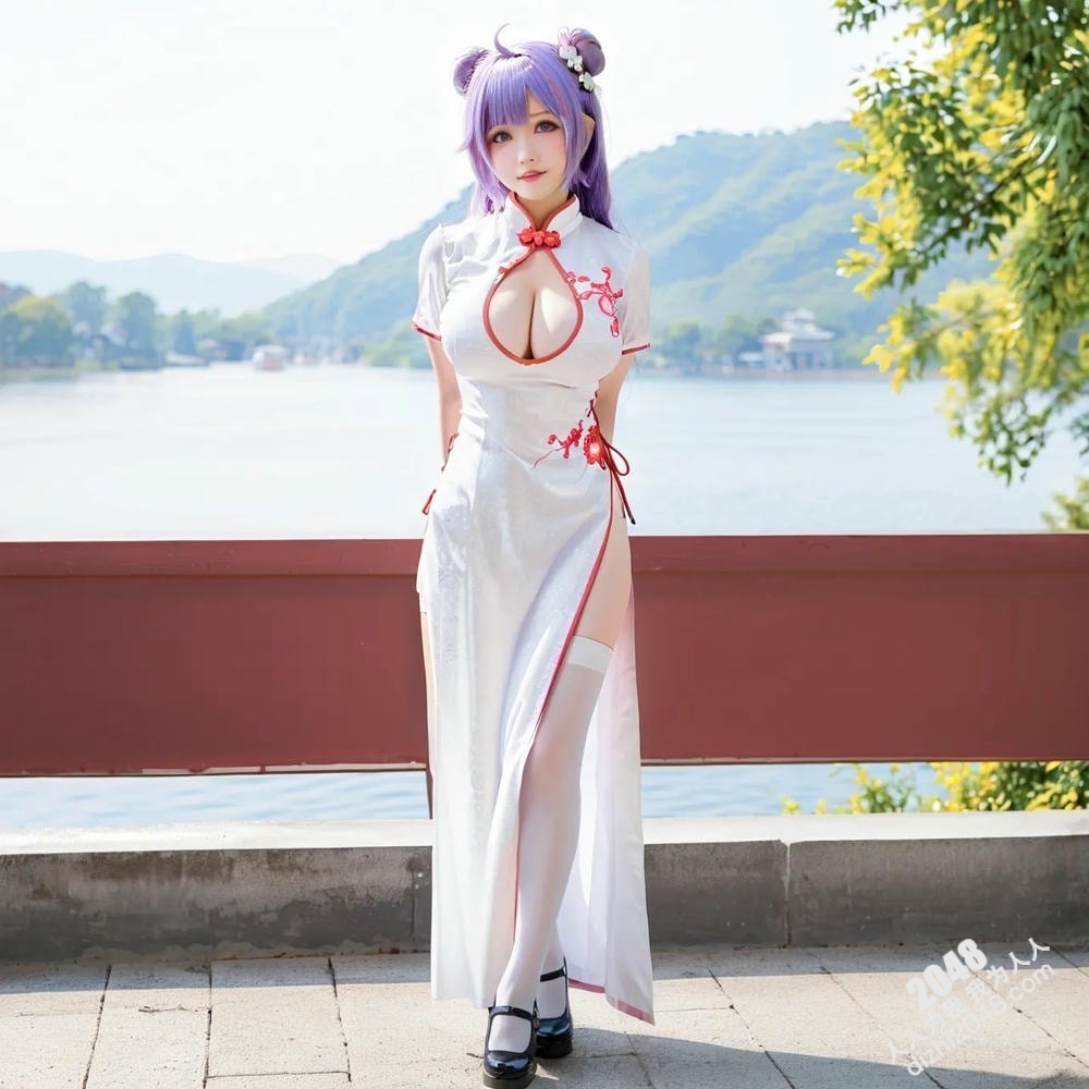海滩诱惑：银发女孩的阳光假日写真，展现傲人曲线与性感魅力(26)