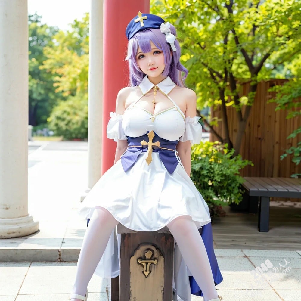 海滩诱惑：银发女孩的阳光假日写真，展现傲人曲线与性感魅力(29)