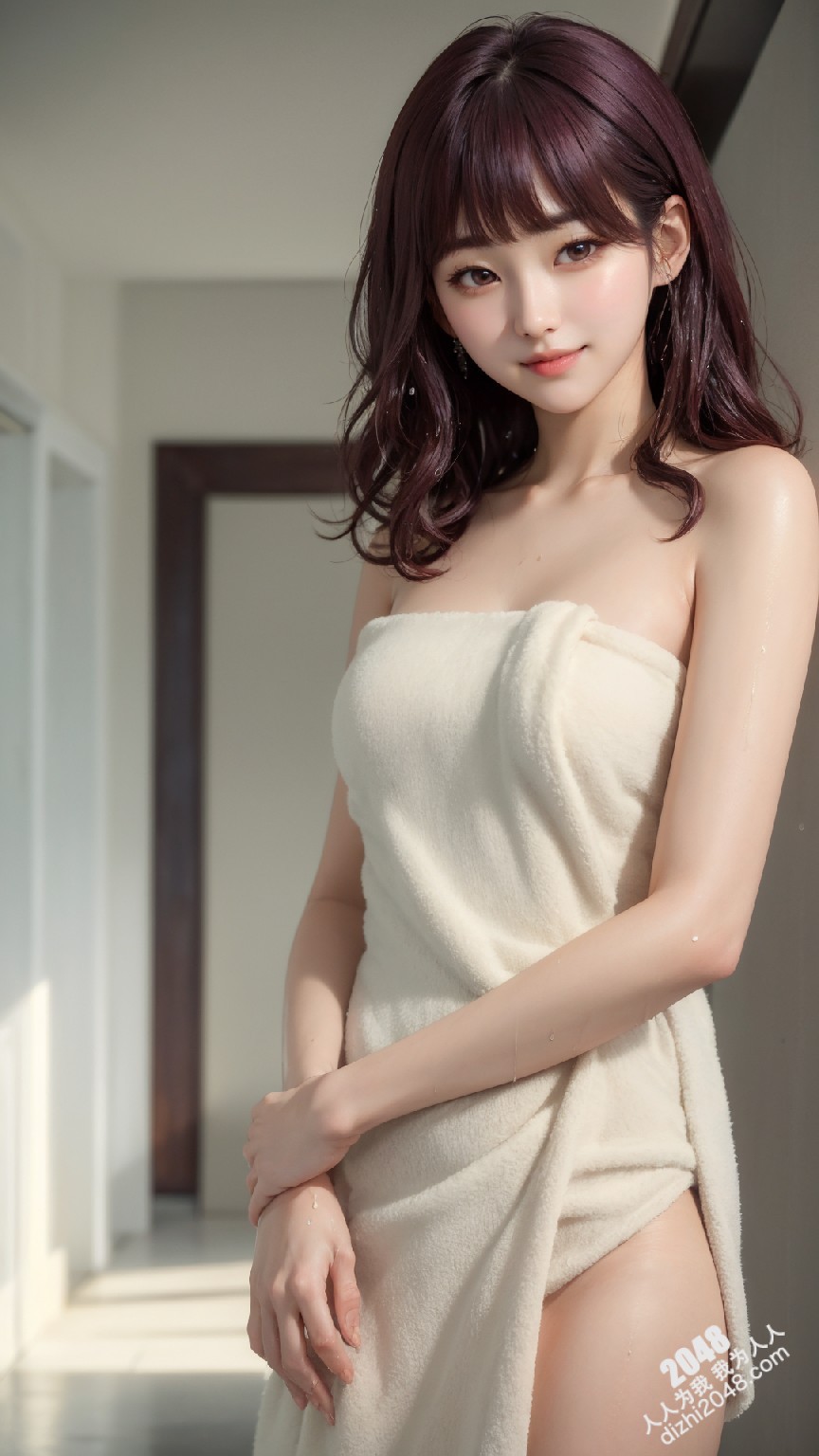 粉发少女湿身诱惑：走廊上的秘密时刻-高清写真图集(2)