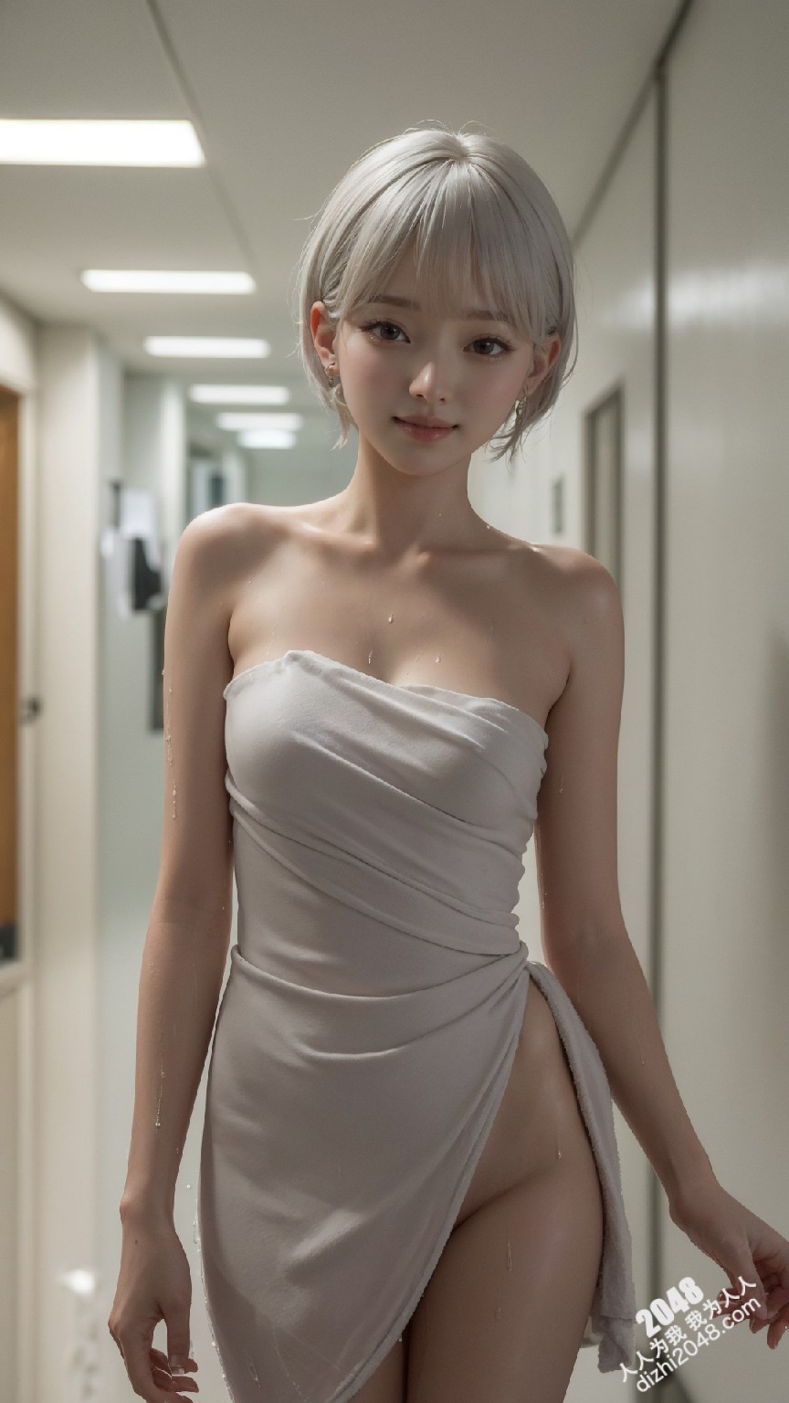 粉发少女湿身诱惑：走廊上的秘密时刻-高清写真图集(5)